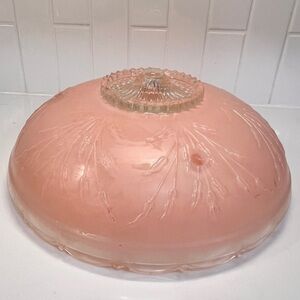 Vintage Pink Glass Dome Ceiling Light Shade
